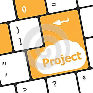 Future time concept with project key on computer keyboard
