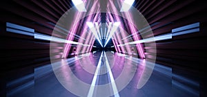 Future Triangle Neon Glow Retro Purple Blue Modern Sci Fi Futuristic Laser Stage Alien Spaceship Dark Corridor Tunnel Empty