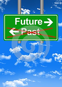 Future versus past road sign concept