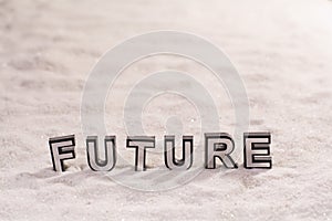 Future word on white sand