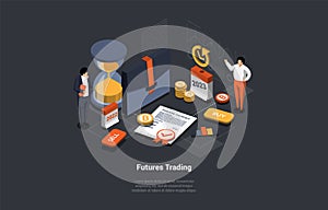 Futures Market Trading, Binary option And Risks and Profits Concept. Stockbrokers Analyse Global Fund and Finance News