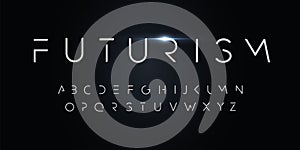 Futurism style alphabet. Thin segment line font, minimalist type for modern futuristic logo, elegant monogram, digital