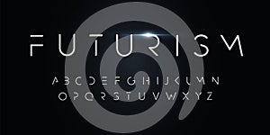 Futurism style alphabet. Thin segment line font, minimalist type for modern futuristic logo, elegant monogram, digital photo