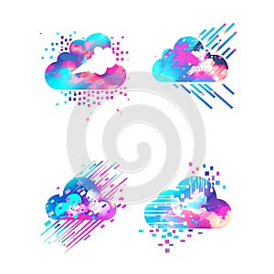 Futurist Ai powered digital cloud computing Icons photo