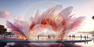 the futurist concept of a glass pavilion