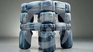 Futurist Denim Stool: Modern Cream Style With Soft Armrests