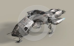 Futuristic 3D battleship pod