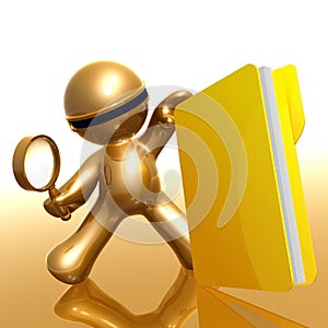 Futuristic 3d figure searching big folder