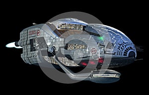 Futuristic 3D spaceship in deep space travel