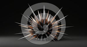 A futuristic 3D spiked sphere with metallic textures and glowing gold accents