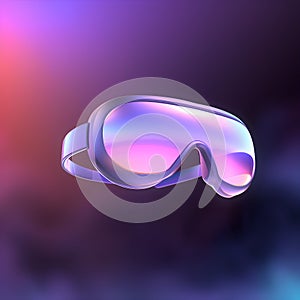 Futuristic 3D VR (Virtual Reality) Glasses vibrant color on. Generative Ai illustration