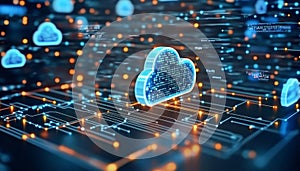 Futuristic Abstract Background of Cloud Computing and Global Communication Technology Design