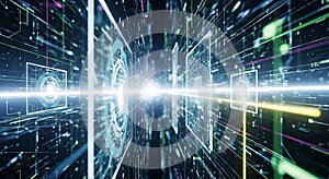 Abstract Technology Background Data Flow, Digital Network, Future