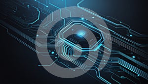 Futuristic abstract background with fading geometric patterns and glowing digital elements, computer technology