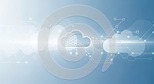 Abstract Cloud Computing Technology Network Connection Digital Data Flow