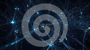 Futuristic Abstract Background with Glowing Neural Networks and Floating Particles