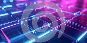 A futuristic abstract background inspired by holographic light diffusion, featuring soft neon