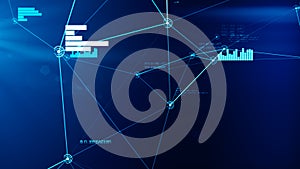 Futuristic abstract blue network and data connection grid illustration