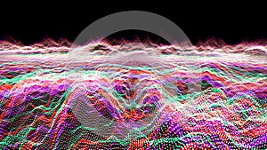 Futuristic abstract blur red purple green waveform ball oscillation