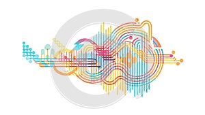 Futuristic Abstract Circuitry & Data Flow Graphic, vector design Generative AI