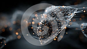 Abstract Digital Network Structure with Glowing Particles