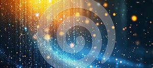 Futuristic Abstract Data Stream Visualization with Particle Effects and Coding Flow in 3D Design