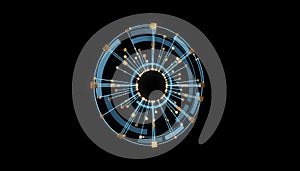 Futuristic Abstract Data Visualization Hub on Black Background