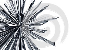 Abstract metallic explosion on white background
