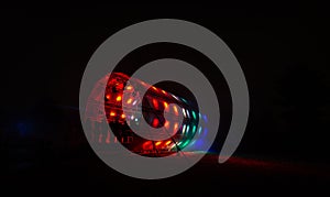 Futuristic abstract glowing colorful photon tunnel made from DMX lights