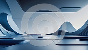 Futuristic Abstract Hallway with Wavy Surfaces