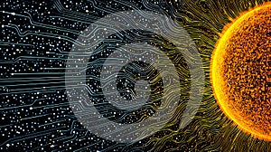 The Sun as a Computer Circuit Futuristic Tech Concept