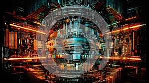 Futuristic abstract image of thermonuclear reactor photo