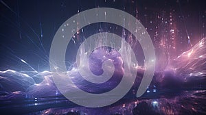 Futuristic abstract network of glowing digital connections and flowing data streams in cyberspace