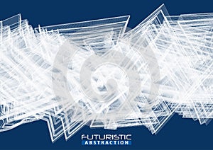 Futuristic abstract polyline on dark blue background. Complex graphics photo