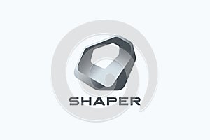 Futuristic Abstract Shape Logo Design 3D Vector template. Architecture Hitech Technology Logotype concept art app icon