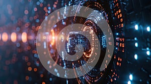 Abstract Futuristic Technology Visualization with Digital Data Stream