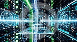 Abstract Technology Background Data, Network, Futuristic Interface