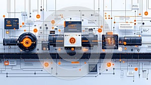 Futuristic Abstract Technology Concept with Data Visualization and Digital Interface Elements