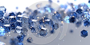 Futuristic Abstract Technology 3D Hexagon Design with Bright Blue Flashes and Innovative Shapes