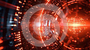 Futuristic Technology Core Glowing with Digital Data Stream Visualization