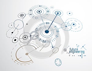 Futuristic abstract vector technology background. Mechanical eng