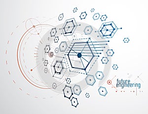 Futuristic abstract vector technology background. Mechanical eng