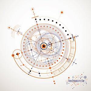 Futuristic abstract vector technology background. Mechanical eng