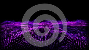 Futuristic abstract violet purple waveform sound audio music ball oscillation, visualization wave technology digital