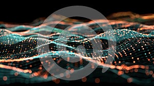 Futuristic Abstract Waveform, Digital Data Stream Visualization, Technology Background