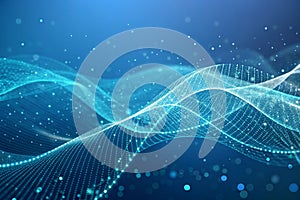 Abstract futuristic wavy background with particles and dots