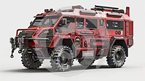 Futuristic Adventure: Red Cyberpunk Camping Vehicle