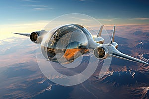 futuristic aerospace vehicle in stratosphere