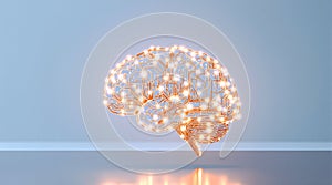 Futuristic AI Brain: Illuminated Circuitry in a Digital Landscape Concept photo