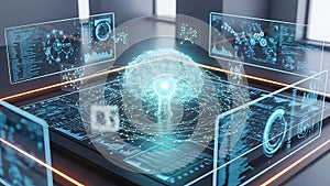 Futuristic AI Brain Interface